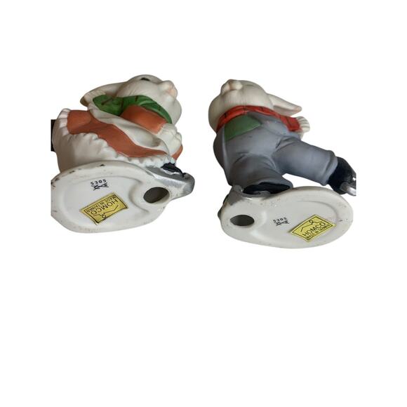 Homco Home Interiors 5305 Ice Skating Bunnies Figurine 4 Inch - Picture 6 of 7